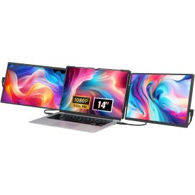 VEVOR Portable Laptop Screen Extender, 14" FHD 1080P IPS Triple Extended Monitor for 13"-17" Laptop