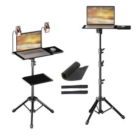 SH 125CM Adjustable Height Projector Tripod Stand With 3 Trays, Laptop Tripod, Portable Projector Floor Stand With Hose Clip