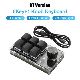 Programming Macro Custom Knob Keyboard RGB 3 Key Copy Paste Mini Button Photoshop Gaming Keypad Mechanical Hotswap Macropad (Axis Body: Red Switch, Color: 6 Key BT)