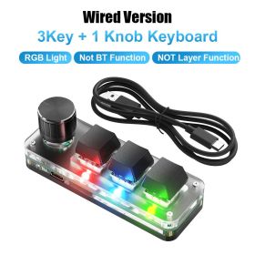 Programming Macro Custom Knob Keyboard RGB 3 Key Copy Paste Mini Button Photoshop Gaming Keypad Mechanical Hotswap Macropad (Axis Body: Red Switch, Color: RGB 3 Key Wired)