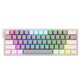 K617 RGB USB Mini Mechanical Gaming Keyboard Red Switch 61 Keys Wired detachable cable; portable for travel (Axis Body: Red Switch, Color: K617RGB-GW)