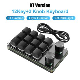 Programming Macro Custom Knob Keyboard RGB 3 Key Copy Paste Mini Button Photoshop Gaming Keypad Mechanical Hotswap Macropad (Axis Body: Red Switch, Color: 12 Key BT)