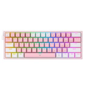 K617 RGB USB Mini Mechanical Gaming Keyboard Red Switch 61 Keys Wired detachable cable; portable for travel (Axis Body: Red Switch, Color: K617RGB-PW)