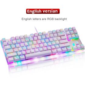 K87S RGB Gaming Mechanical Keyboard USB Wired 87 Keys Red/Blue Switch Laser RU Keypads For PC Computer Gamer (Axis Body: Red Switch, Color: English version)