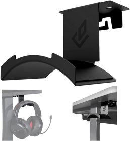 Headphone Stand Holder Under Desk, PC Gaming Headset Hanger Mount, Earphone Stand Accessories, Headset Hook Holder for All Over Ear Headphone (Color: Black)