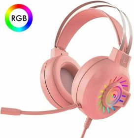 3.5mm Gaming Headset With Mic Headphone For PC Laptop Mac Nintendo PS4 Xbox One (Color: Pink)
