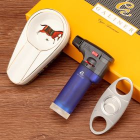 GALINER Puro Travel Ashtray Home Torch Jet Flame Cigar Lighter Smoking Accessories Tobacco Cigar Cutter Charuto Gadgets (Color: Blue NO1)
