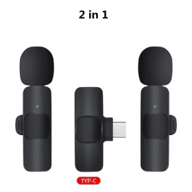 Wireless Lavalier Lapel Microphone for iPhone 15 Series/Android/Computer - Bluetooth Mini Phone Microphones for Video Recording - 2 Clip on Mics (Color: TYP-C)