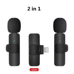 Wireless Lavalier Lapel Microphone for iPhone 15 Series/Android/Computer - Bluetooth Mini Phone Microphones for Video Recording - 2 Clip on Mics (Color: APPLE)