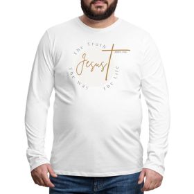 Mens Graphic Tee, Jesus The Truth The Way The Life, Long Sleeve Shirt (Color: White)