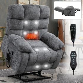 Lift Recliner Chair Heat Massage Dual Motor Infinite Position Up to 350 LBS Large Electric Power Lift Recliners with Power-Remote (Color: as pic)