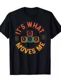WASD PC Gamer Gifts Video Gaming Boys Men Vintage Gift Women T-Shirt (Color: Black, size: L)
