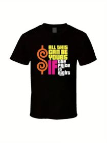 Men's Retro Gaming Graphic T-Shirt - "All This Can Be Yours" Design, 100% Cotton, Casual Round Neck Tee, Machine Washable (Color: Black, size: L)