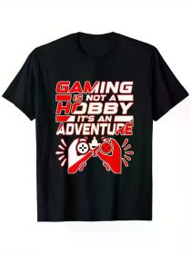 Gaming Adventure T-Shirt for Video Game Lovers - 100% Cotton, Black Short Sleeve with Bold Graphic Print, Funny Gaming Quote (Color: Black, size: L)