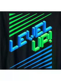 Level Your Game Up I Controller Gaming T-Shirt -180g 100% Crewneck Valentine'S Day T-shirt Womens Essen-tials T-Shirt (Color: Black, size: L)
