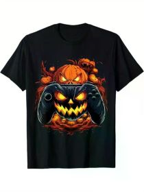Boys Halloween shirt Gaming Controller Halloween Costume T-Shirt, 100% Cotton, Halloween Thanksgiving Christmas Gift (Color: Black, size: L)