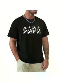 Mens Papa T Shirt Short Sleeves T Shirt Casual T Shirts Novelty Shirt Graphic Tees, All-Season, Family T-shirt (Color: Black, size: L)