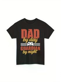 Gamer Daddy gift Dad by Day Guardian By Night Gaming T-Shirt, All-Season, (Color: Black, size: L)