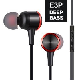 Headset wired headset sports in-ear gaming moving coil with microphone line control cell phone earbuds (Color: Black)