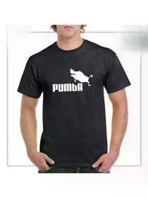 Funny Gift Pumba Mens Graphic T-Shirt sarcastic logo Parody Tee All-Season Family T-shirt (Color: Black, size: L)