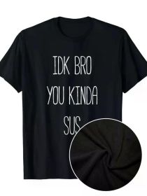IDK Bro You Kinda Sus Gaming Meme Impostor Funny Gamer Men's Cotton Short Sleeve Casual Round Neck Top Comfortable Stylish with Humorous graphic (Color: Black, size: L)