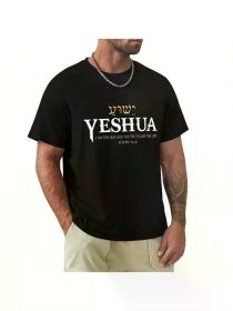 Mens Jesus, Christianity, Bible T-Shirt T Shirt Short Sleeves T Shirt Casual T Shirts Novelty Shirt Graphic Tees, All-Season, Family T-shirt (Color: Black, size: L)