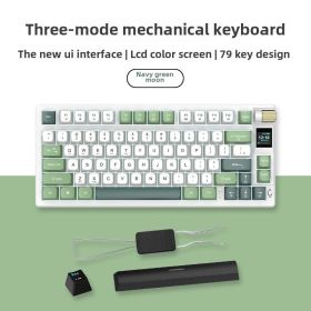 Gaming K79 Customized Tri-Mode Mechanical Keyboard with Display High-value Wireless Keyboard (model: on-screen display, Color: greener)
