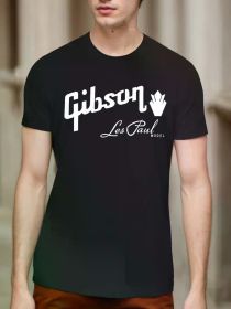 Men's Black Gibson Les Paul Graphic T-Shirt - 100% Cotton, Comfortable & Stylish Casual Wear for Everyday and Vacation (Color: Black, size: L)