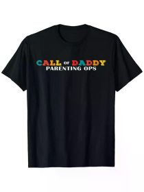 Call of Daddy Gaming Graphic T-Shirt - 100% Cotton, Black Short Sleeve, Fun Father's Day or Valentine's Gift for Gamers (Color: Black, size: L)