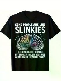 Funny Sarcastic Slinkies Mens Graphic T-Shirt - Unisex, All-Season, Soft Gift Tee for Family (Color: Black, size: L)