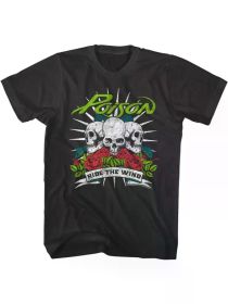 Poison Ride The Wind Men'S T Shirt Skull Roses Rock Band Concert Tour, Regular-Fit, Family T-shirt (Color: Black, size: L)
