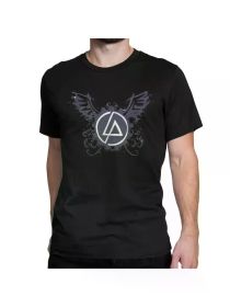 1pc Linkin Park Vintage Rock Band Graphic Tee, Men'S Casual Cotton T-Shirt with Christmas Theme, (Color: Black, size: L)