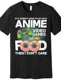 Men's Premium Cotton T-Shirt with Anime & Gaming Design - Comfortable, Breathable Short (Color: Black, size: L)