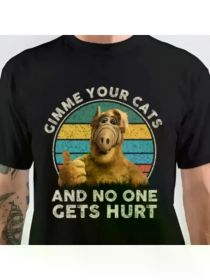 Funny Cartoon Print, Men's Graphic T-shirt, Casual Comfy Tees for Summer, Mens Clothing (Color: Black, size: L)