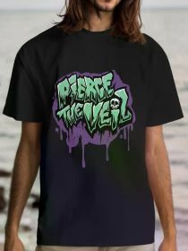 Vintage Pierce The Veil Band Skull Design Black Cotton T-Shirts for Men in S-3XL Sizes with Classic Rock Style (Color: Black, size: L)