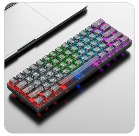 Wired Mechanical Keyboard Transparent Hot Swap Illuminated Office Gaming Gaming Mini Keyboard (Color: Black)