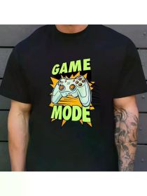 Outdoor Adventures | Men's Retro Gaming Console Graphic T-Shirt - "GAME MODE" Design, (Color: Black, size: L)